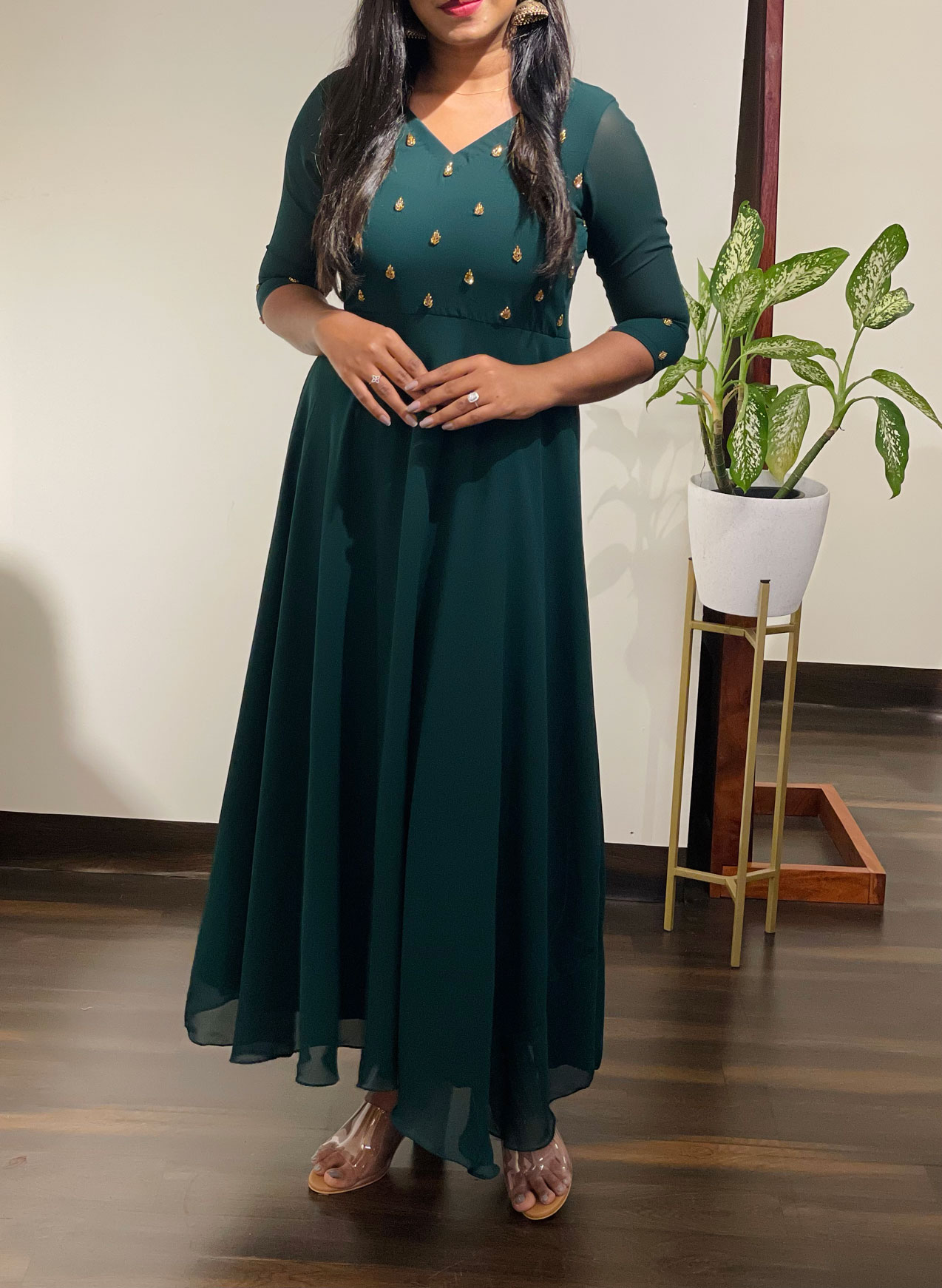 Shop Pista Green Box Pleated Knee Length Dress Festive Wear Online at Best  Price | Cbazaar